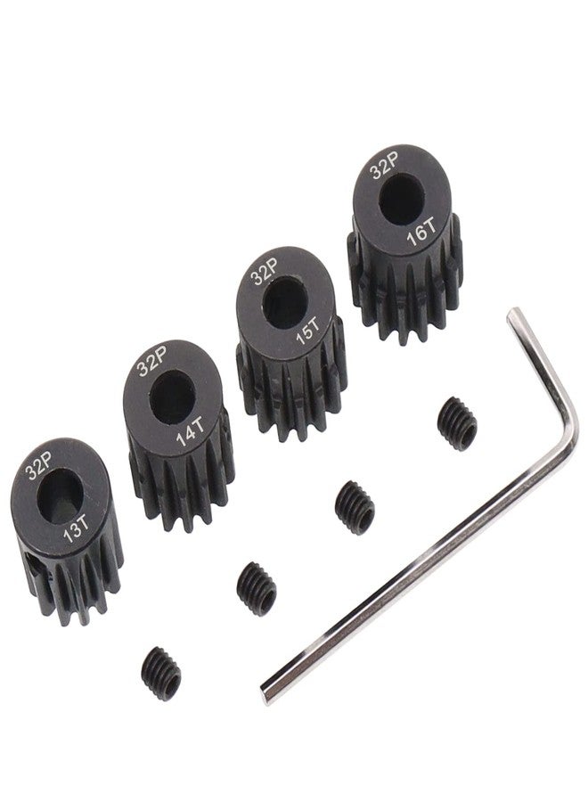 Treehobby 4PCS Metal Steel 32P 5mm Pinion Gear Set 13T 14T 15T 16T with Hex Key for RC Cars(Compatible with 0.8 Metric Pitch) - Image 1